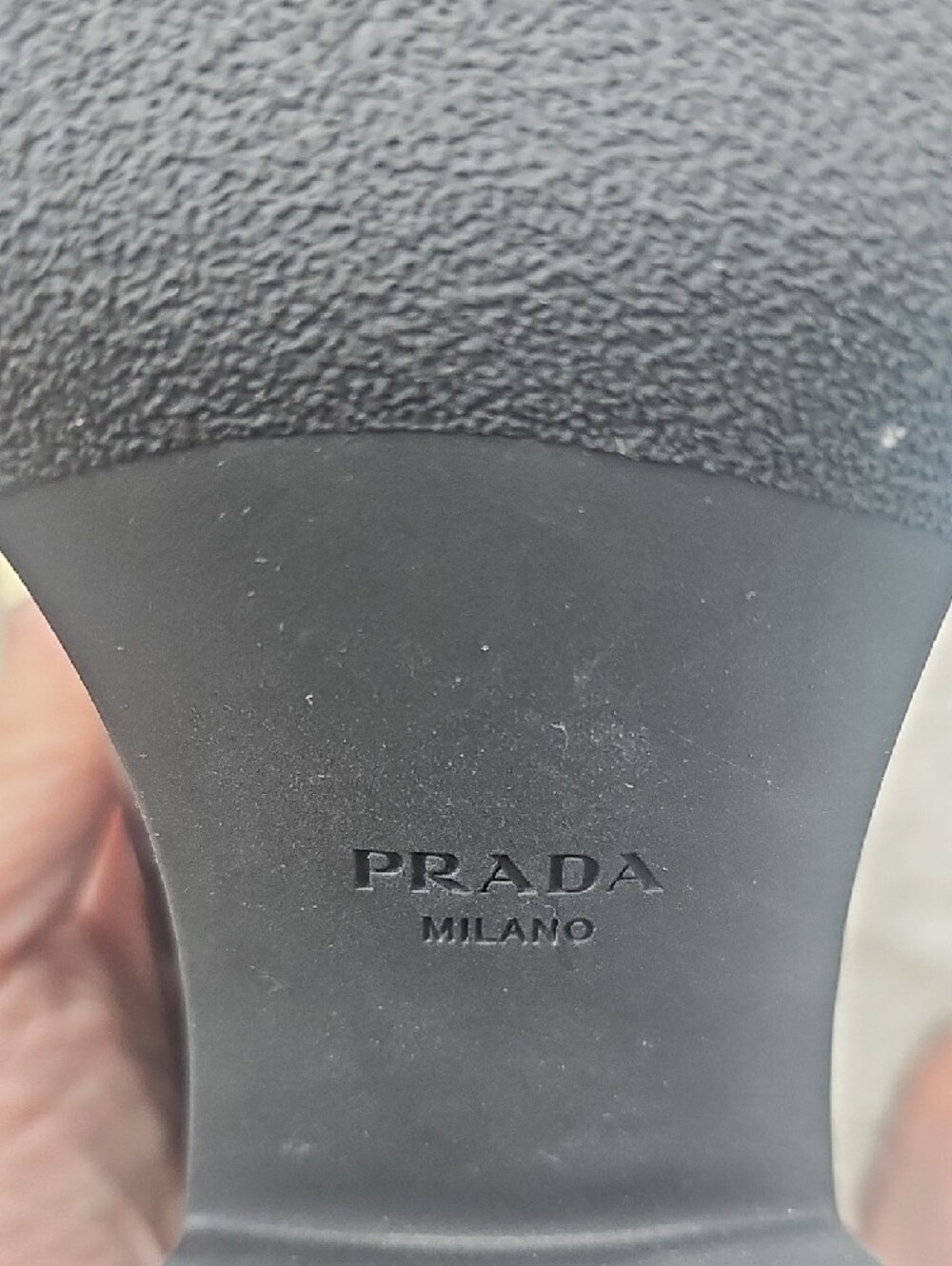 Prada Black Heeled Loafers with Silver Logo Triangle - Picture 8 of 10